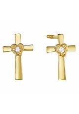 gorgeous small heart baby cross earrings